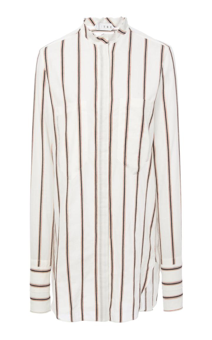 Tre By Natalie Ratabesi The Doppietta Striped Cotton-poplin Button-up Blouse