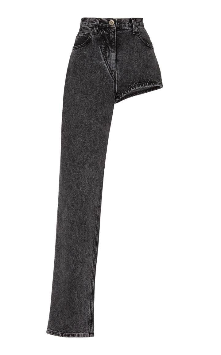 Pushbutton High-rise One-leg Acid Wash Jeans