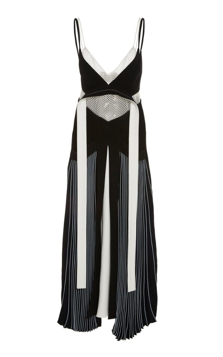 Proenza Schouler Mesh-paneled Pleated Crepe Dress