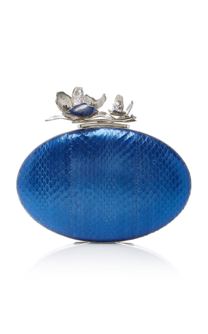 Thale Blanc Metallic Oval Bloom Clutch