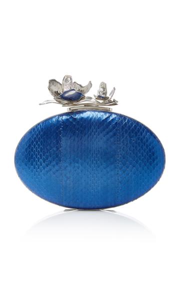 Thale Blanc Metallic Oval Bloom Clutch