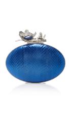 Thale Blanc Metallic Oval Bloom Clutch