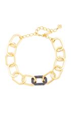 Oscar De La Renta Chain-link Gold-tone And Onyx Necklace