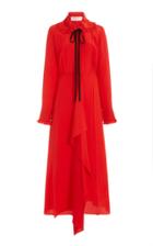 Moda Operandi Victoria Beckham Tie-neck Ruffled Silk Midi Dress