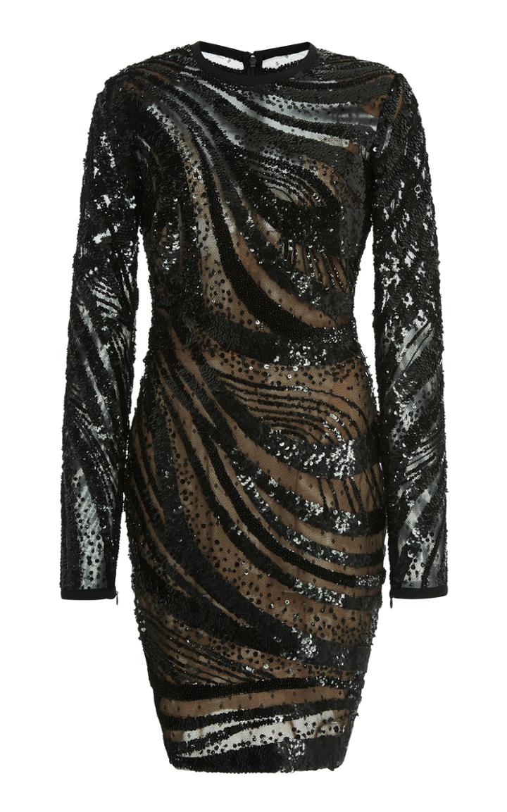 Elie Saab Long Sleeve Sequin Mini Dress