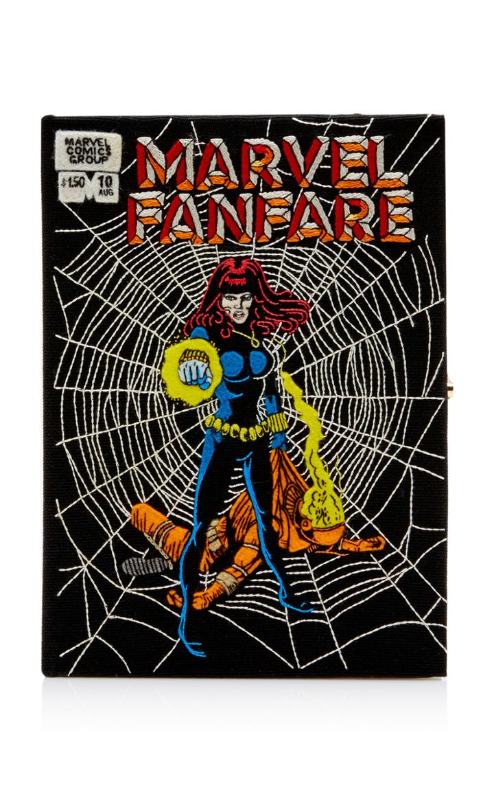Olympia Le-tan Marvel Fanfare Embroidered Canvas Clutch
