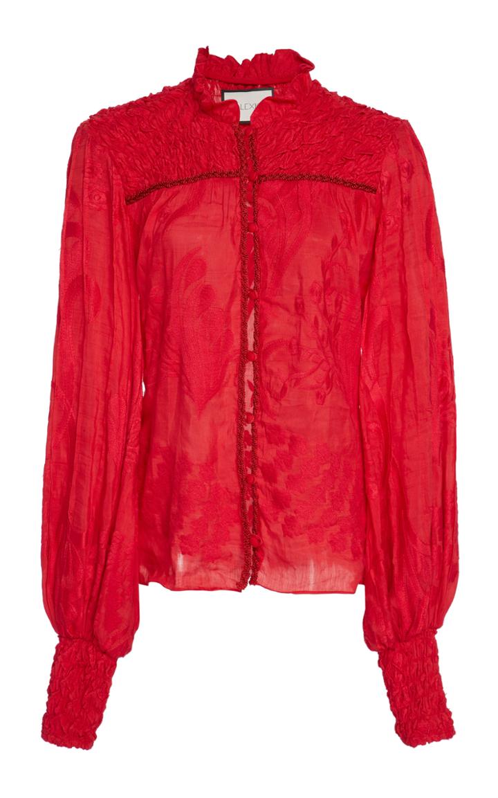 Alexis Jacki Smock-detailed Silk-linen Top