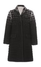 Thom Browne Cashmere-blend Crocodile Pattern Embroidered Coat