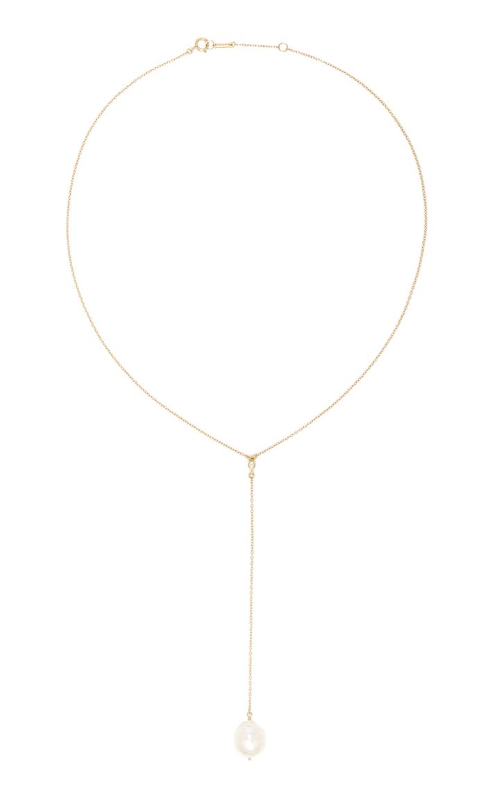 Mizuki Y Necklace With White Freshwater Pearl And Diamond