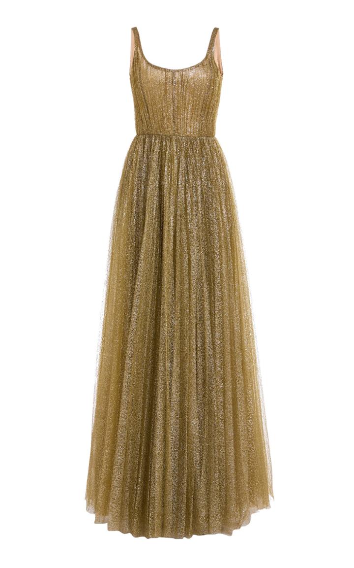 Moda Operandi J. Mendel Pliss Silk-lurex Gown Size: 2