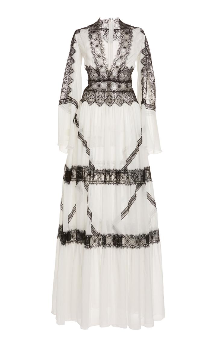 Moda Operandi Zuhair Murad Wyatt Lace-trimmed Silk-geogette Dress