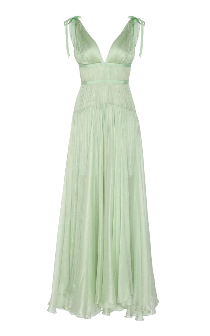 Maria Lucia Hohan Eva V-neck Metallic Mousseline Gown