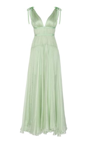 Maria Lucia Hohan Eva V-neck Metallic Mousseline Gown
