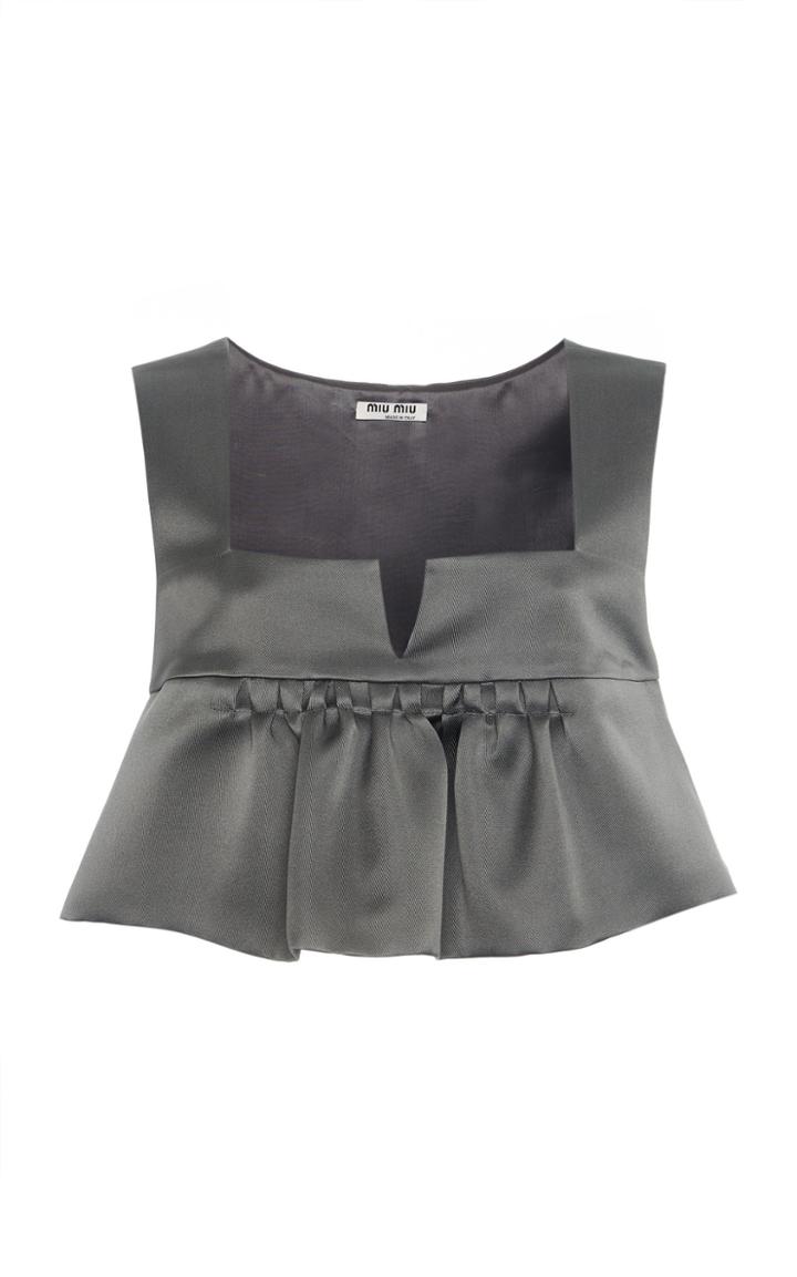 Moda Operandi Miu Miu Ruffle Satin Cropped Top Size: 36