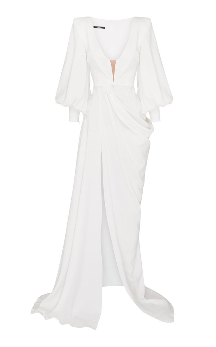 Alex Perry Clark Drape Front Crepe Gown