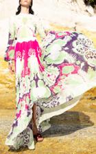 Moda Operandi Valentino Puff-sleeve Pleated Printed Silk Gown