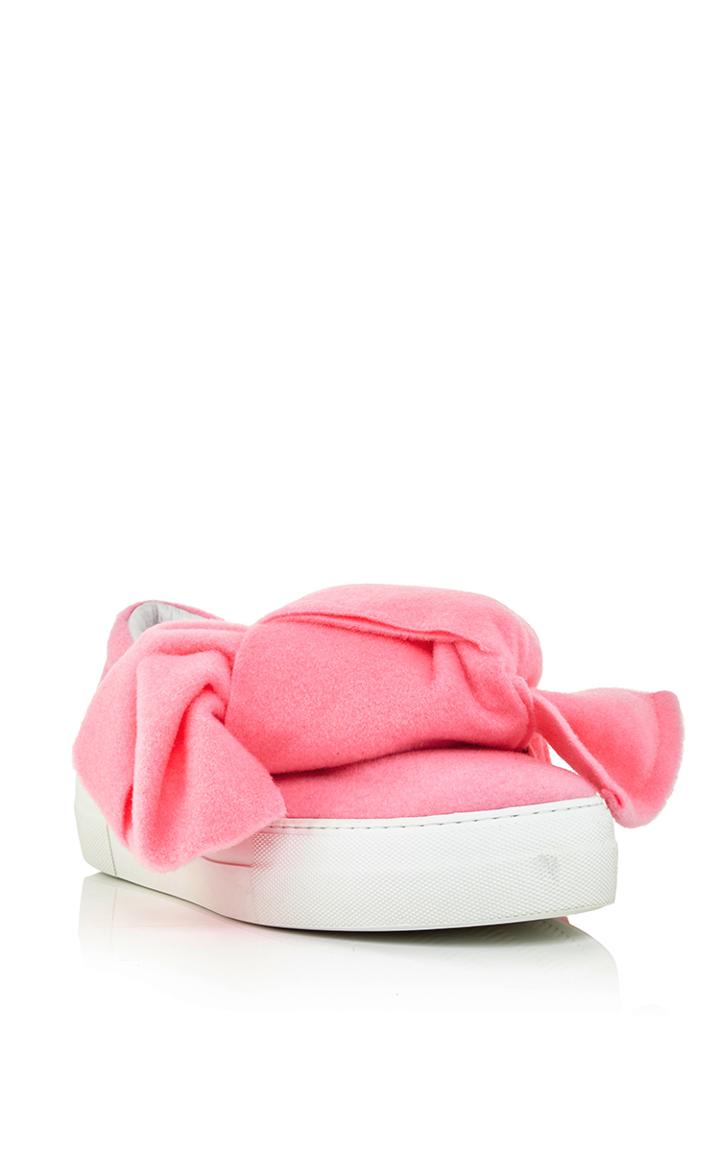 Joshua Sanders Pink Wool Felt Bow Sneakers