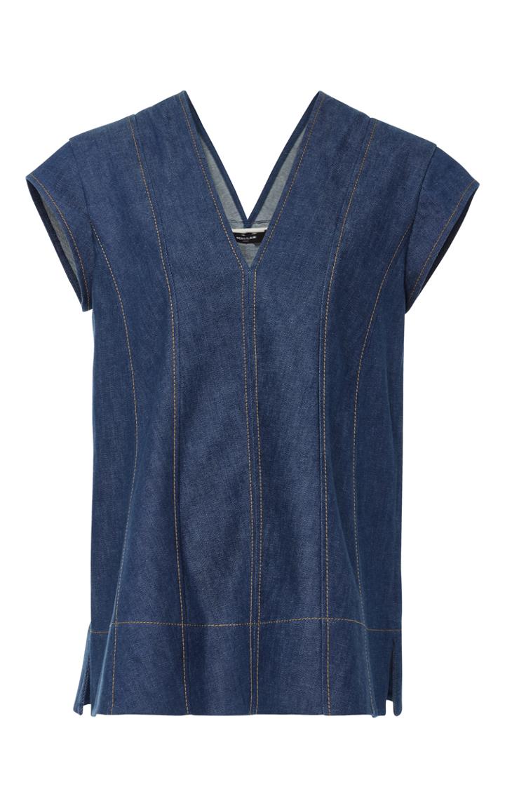 Derek Lam Short Sleeve Denim Tunic