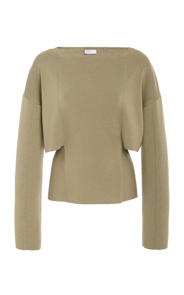 Rosetta Getty Slashed Ribbed-knit Wool Top