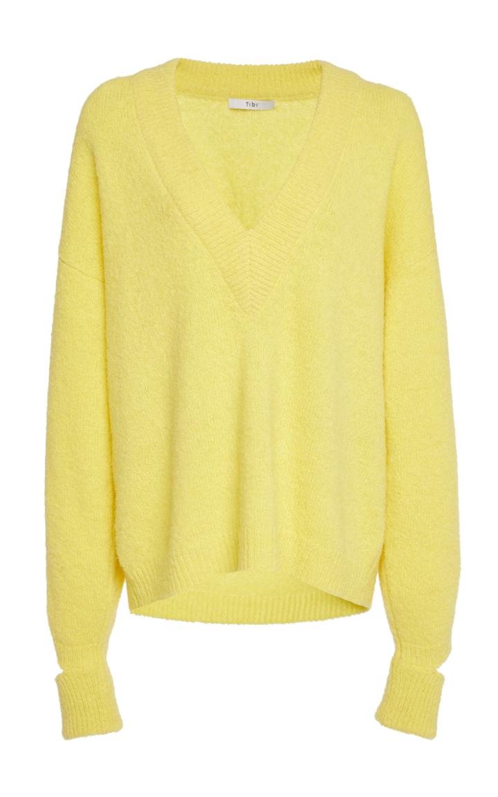 Tibi Airy Alpaca V-neck Pullover