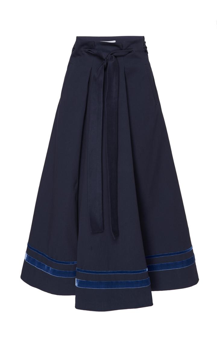 Luisa Beccaria High Waist Cotton Poplin A-line Skirt