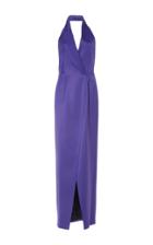 Pallas Purple Baccara Halter Lapel Dress