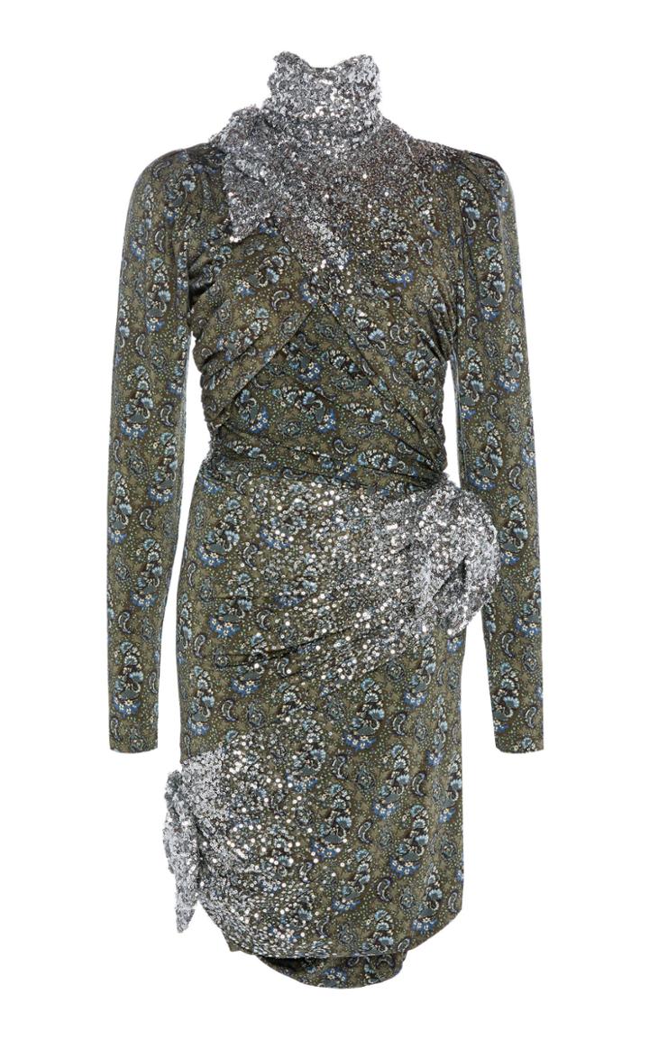 Altuzarra Sharada Printed Scarf Neck Mini Dress