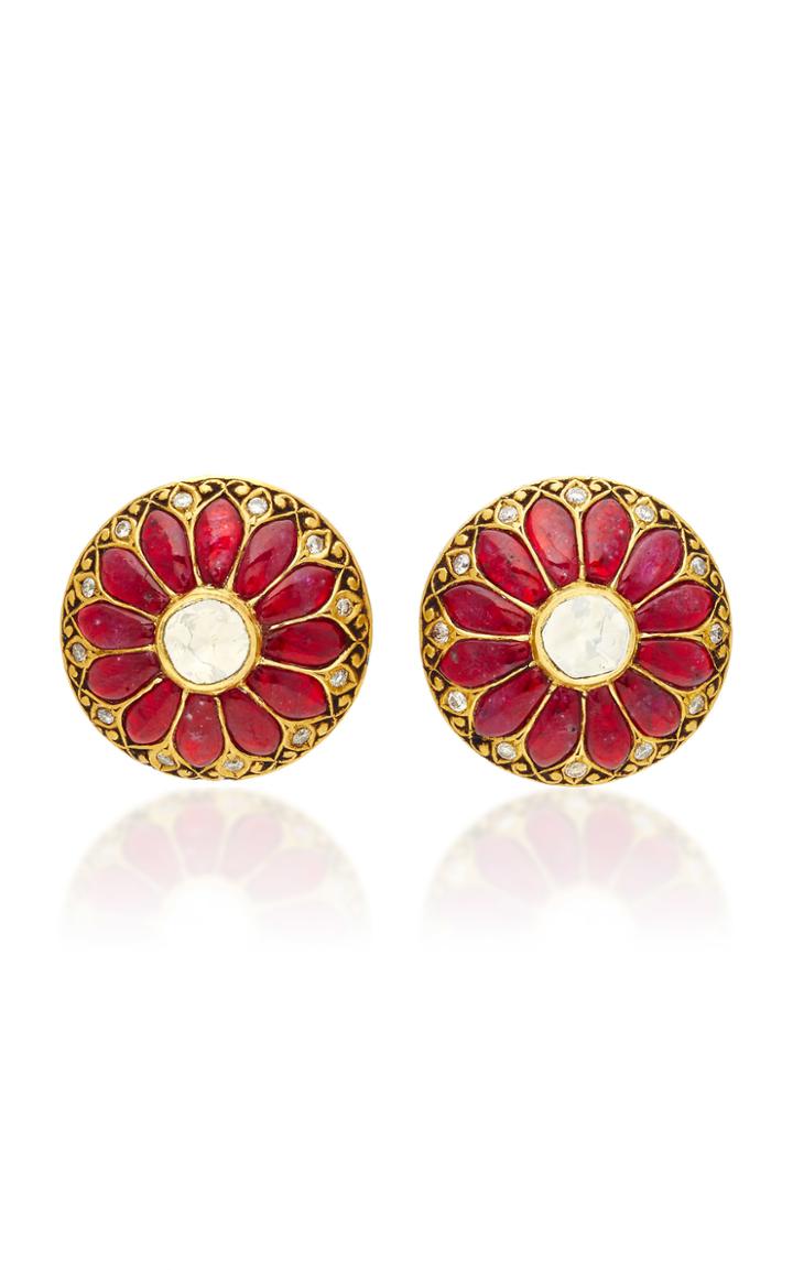 Amrapali Gold Ruby Earrings With Diamond