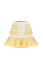 Raisa Vanessa Yellow Mini Skirt Floral Embroieded Lace