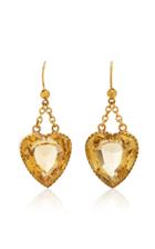 Moda Operandi Stephanie Windsor 15k Yellow Gold Victorian Citrine Heart Earrings