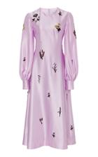 Erdem Annetta Embellished Silk-satin Midi Dress