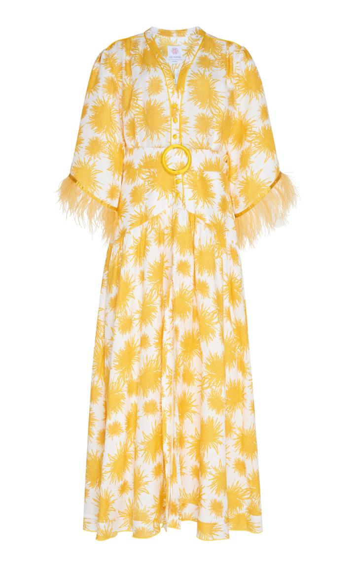 Gl Hrgel Printed Linen Maxi Dress