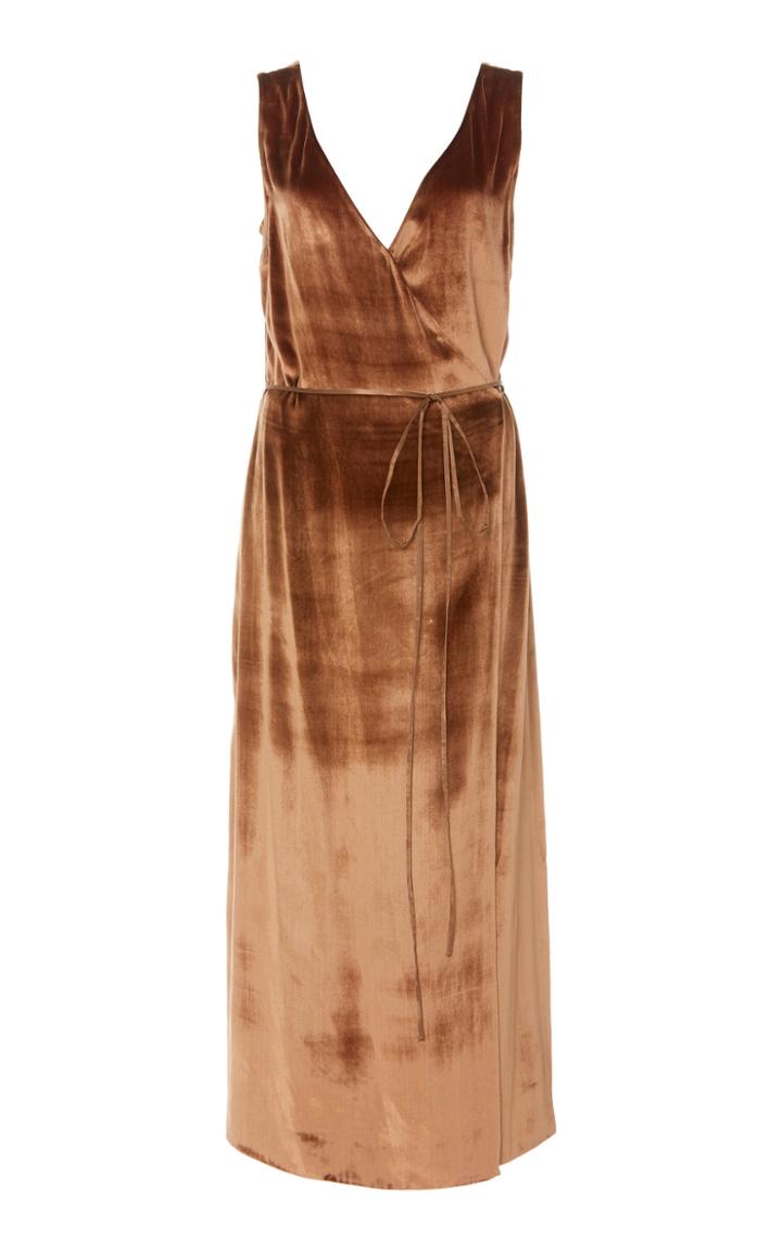 Vince Panne Wrap-effect Metallic Midi Dress