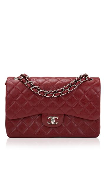 Madison Avenue Couture Chanel Dark Red Quilted Caviar Jumbo Classic Double Flap Bag