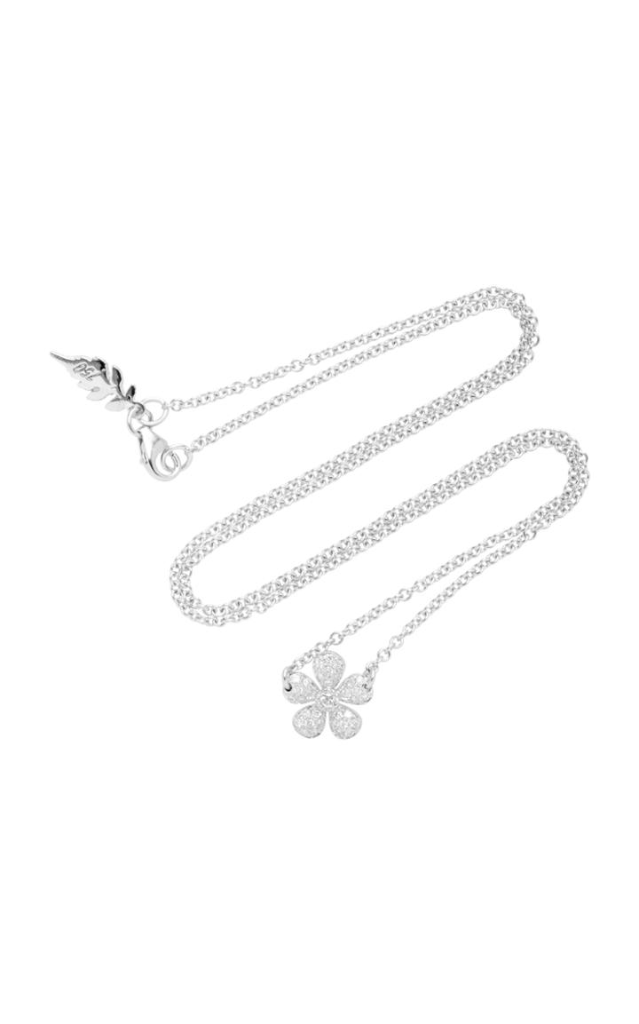 Colette Jewelry Small Flower 18k White Gold Diamond Necklace