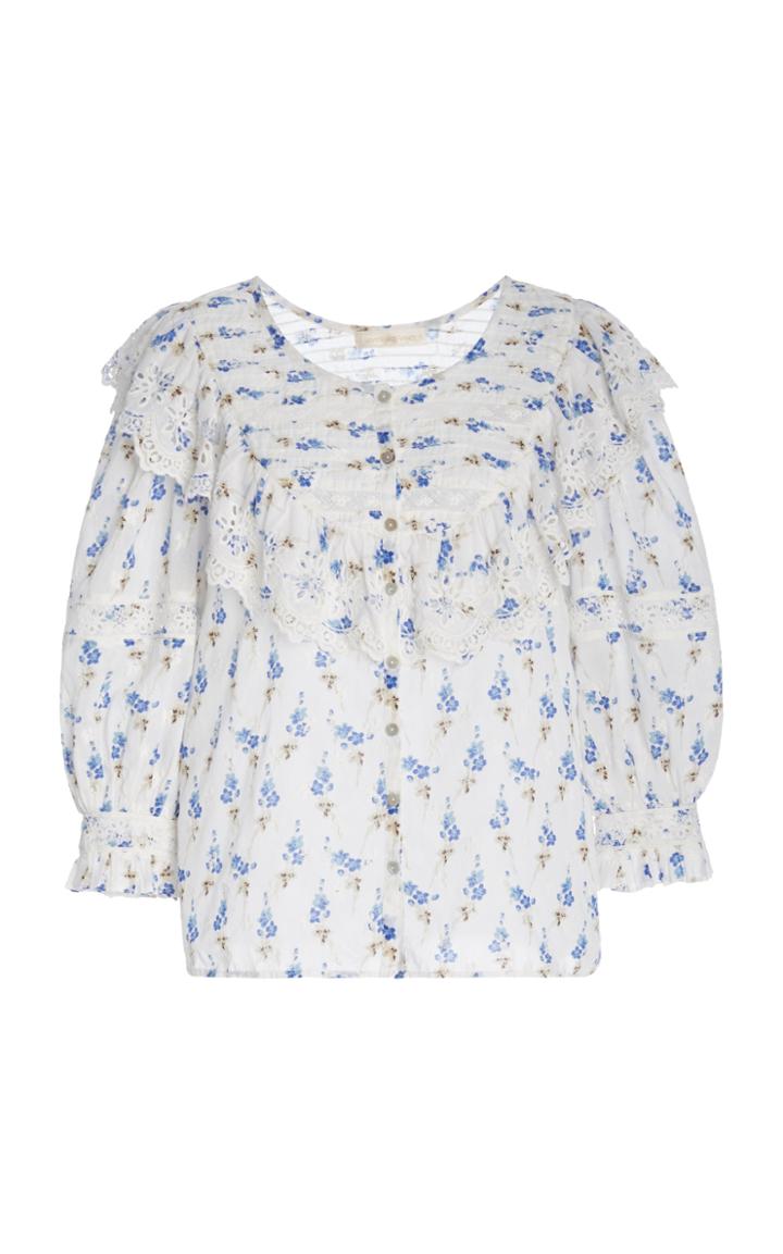 Loveshackfancy Canna Mixed-floral Cotton Top