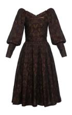 Moda Operandi Lena Hoschek Orient Puff-sleeve Paisley Jacquard Midi Dress