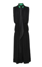 Givenchy Two-tone Tie-detailed Georgette Midi Dress Size: 36