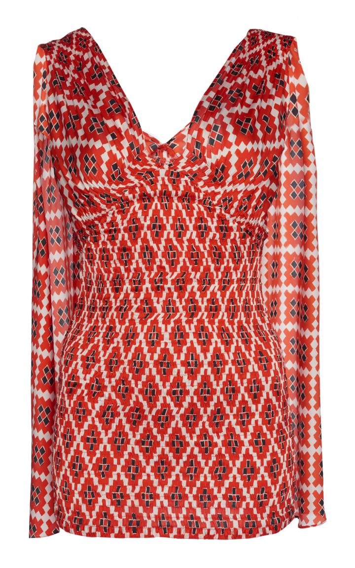 Paco Rabanne Cape-effect Printed Satin Top