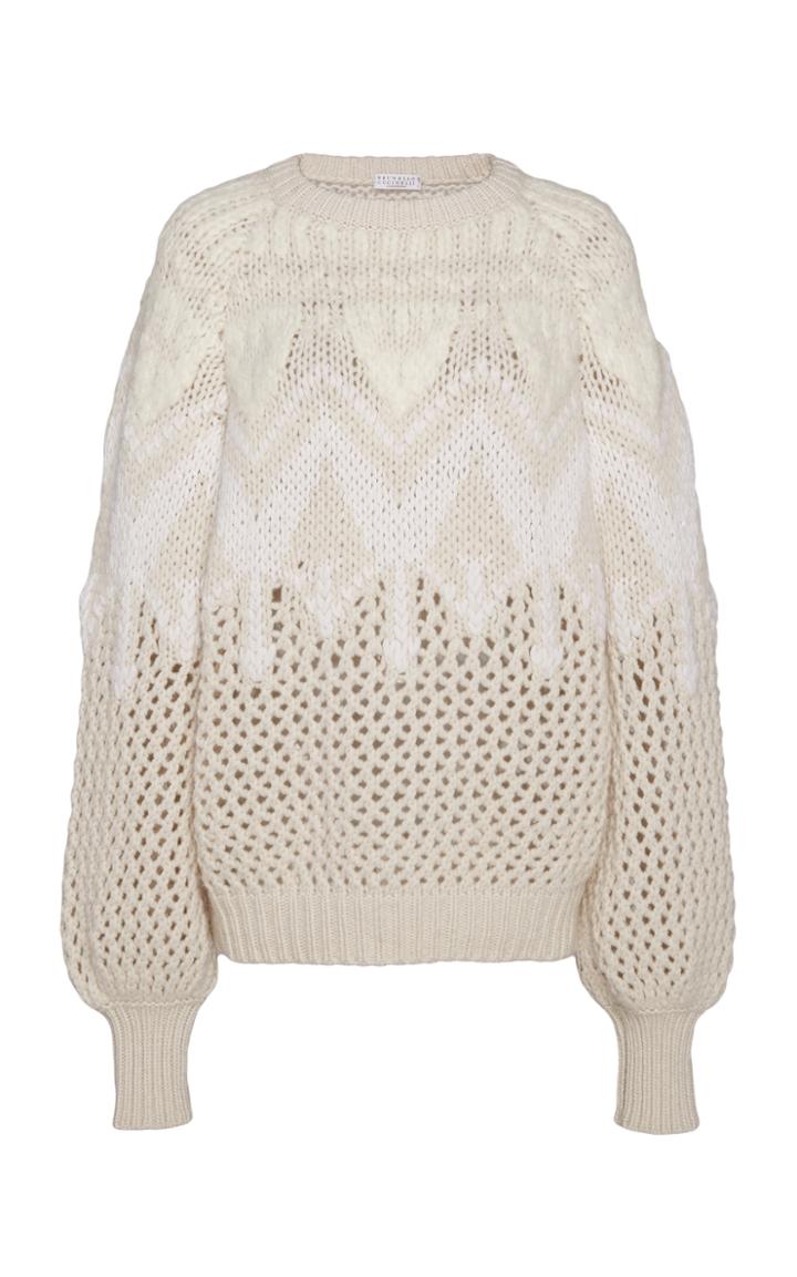 Brunello Cucinelli Intarsia-knit Cashmere And Silk-blend Sweater Size: