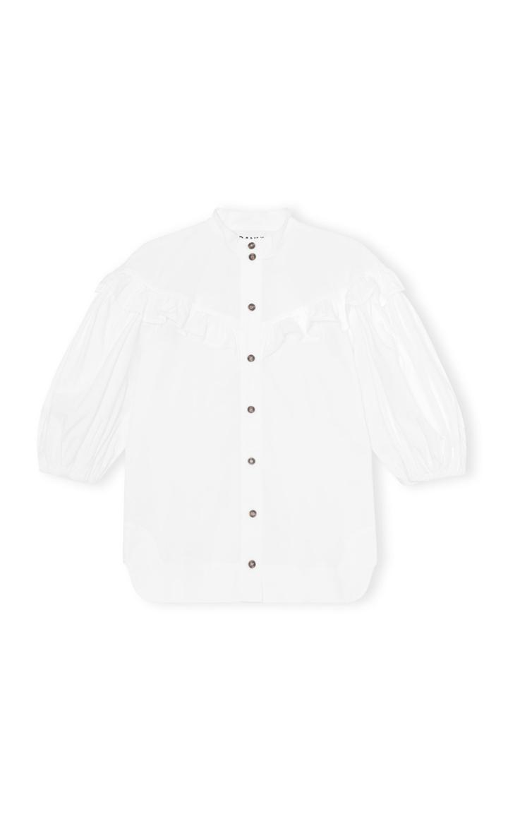 Moda Operandi Ganni Cotton Poplin Frill Shirt