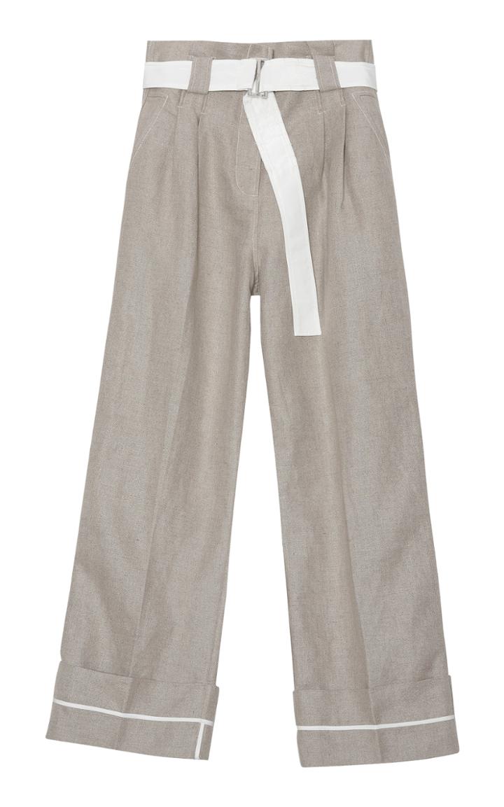 Moda Operandi Ganni Linen High-waisted Wide Leg Pants