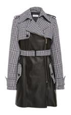 Michael Kors Collection Cropped Dogtooth-print Leather Trench Coat