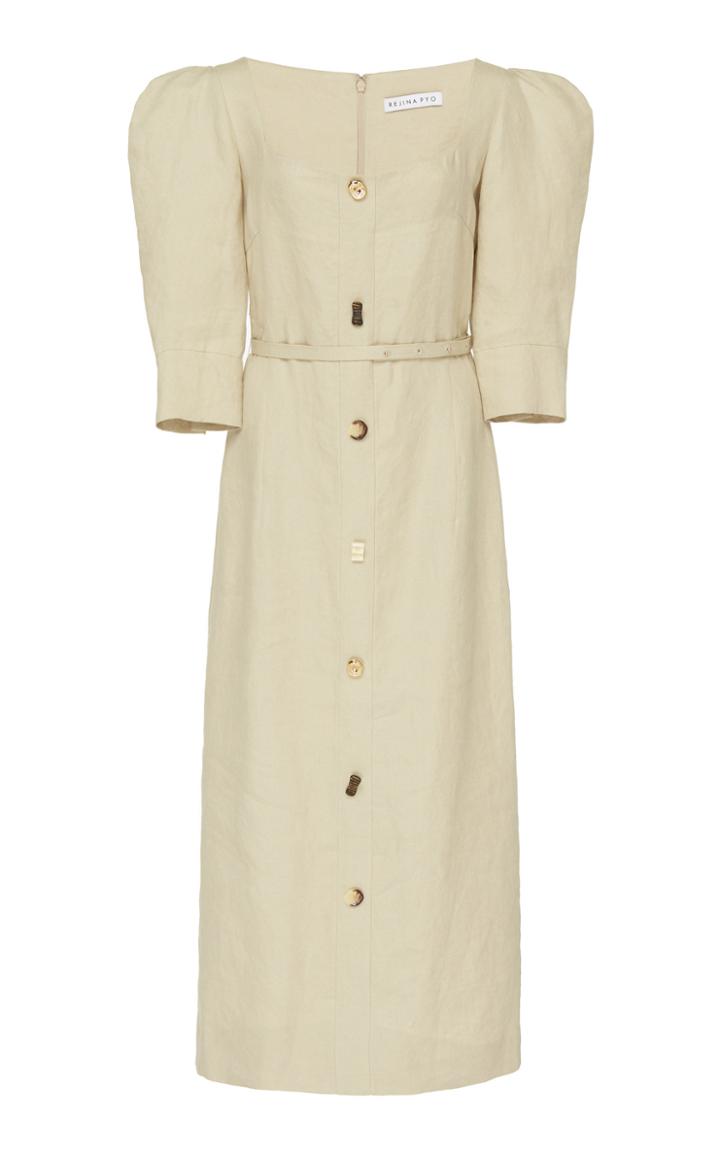 Moda Operandi Rejina Pyo Leonie Linen Button-front Midi Dress Size: 10