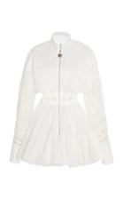 David Koma Paneled Zip-detailed Cotton-blend Mini Dress