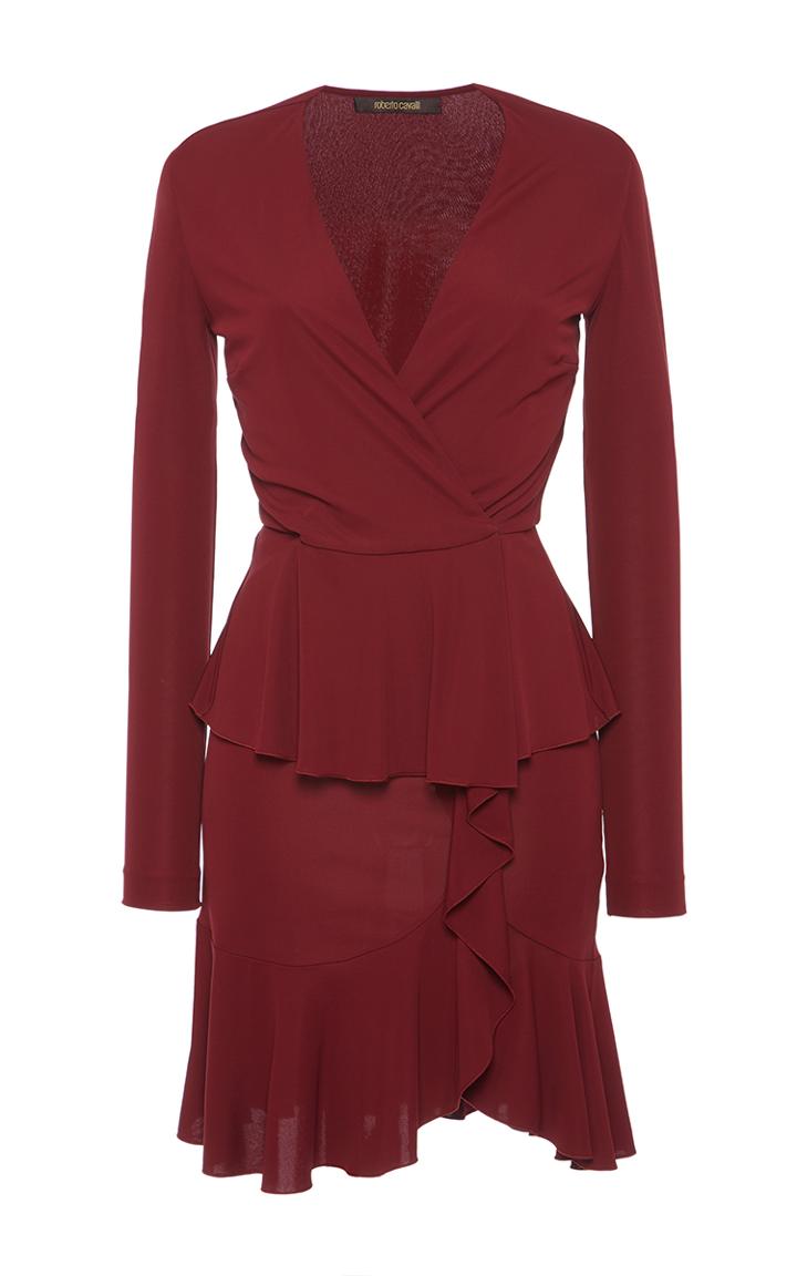 Roberto Cavalli Bordeaux Fluid Viscose Jersey Dress