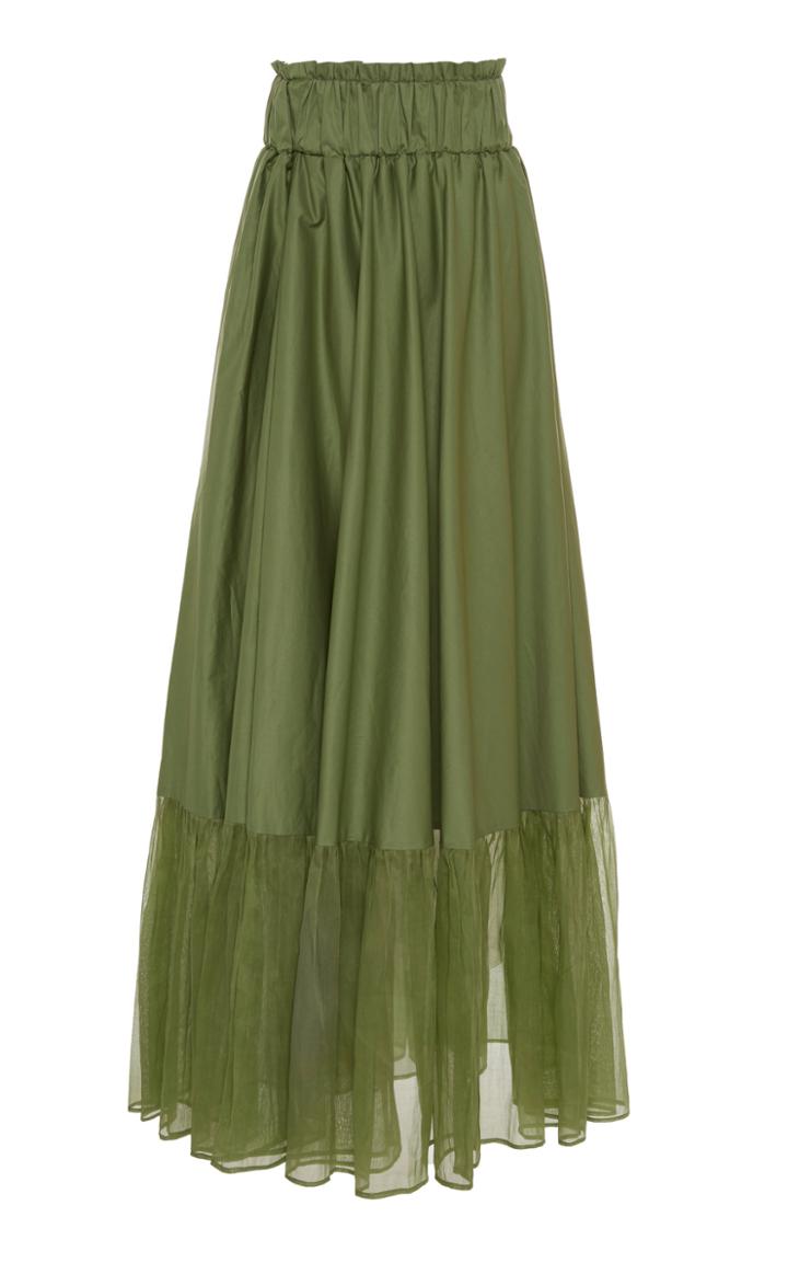Moda Operandi White Story Sage Cotton-organza Maxi Skirt