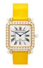 Charles Oudin 18k Yellow Gold Diamond And Pearl Large Pansy Retro Watch