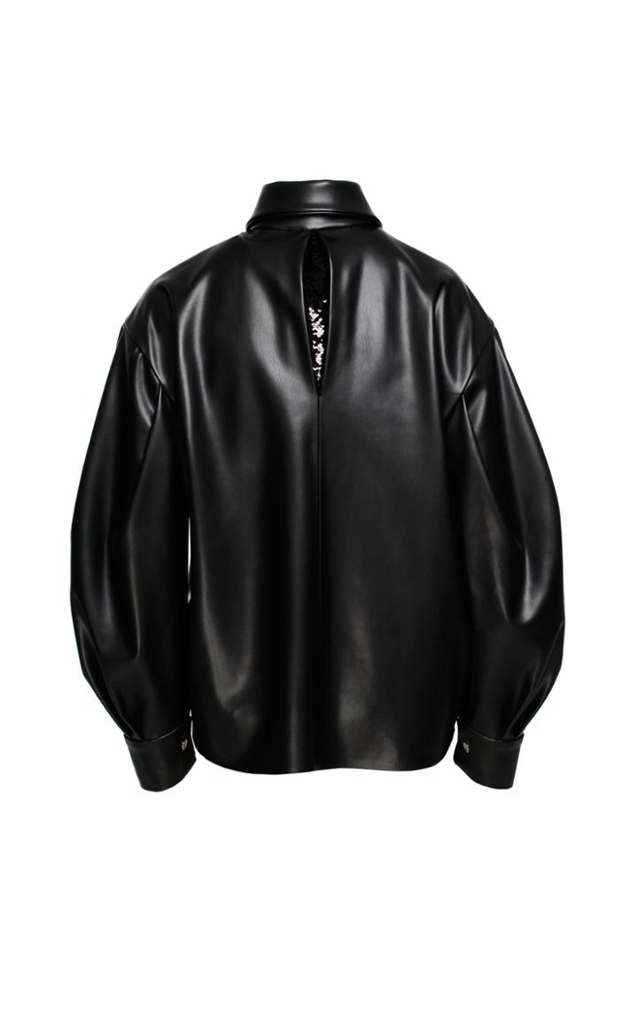 Anouki Faux Leather Collared Top