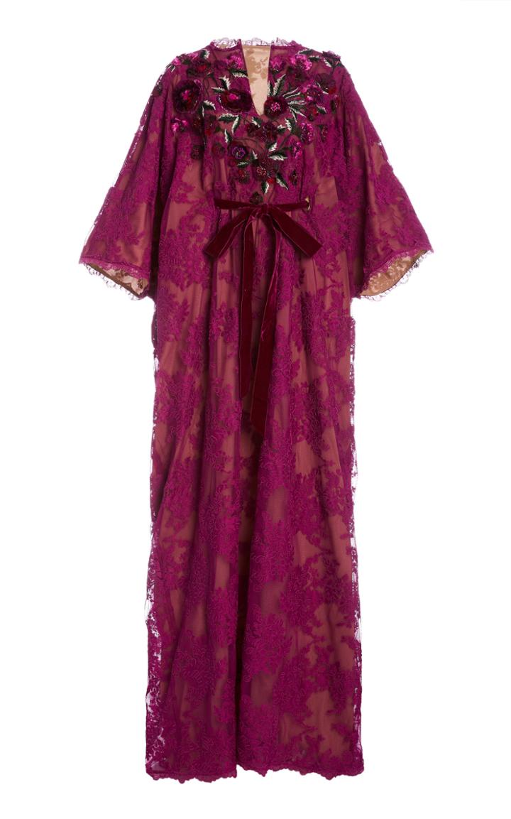 Moda Operandi Marchesa Embellished Lace Caftan Dress